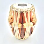 Neem Azadirachta indica tabla with Black Walnut inlays Calcutta Kolkata style head